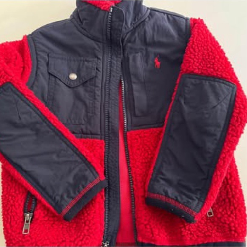 Ralph Lauren Red and Black Fleece Jacket